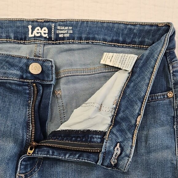 Lee Jeans Women's 12M (W32 L29) Blue Stretch Denim Straight Regular Fit EUC LN - Picture 13 of 16